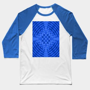 Blue Snowflake Kaleidoscope Fractal Baseball T-Shirt